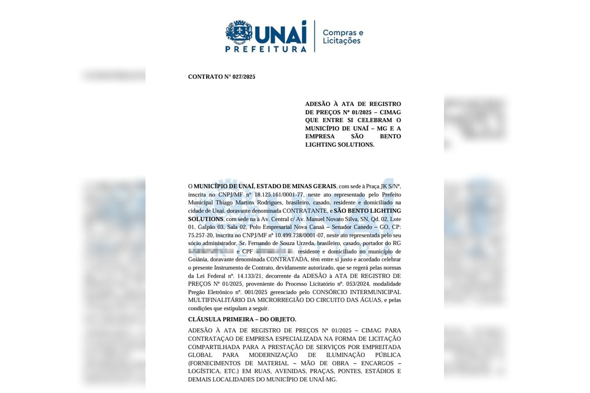 MP investiga contrato de iluminação pública de R$ 14,2 milhões em Unaí