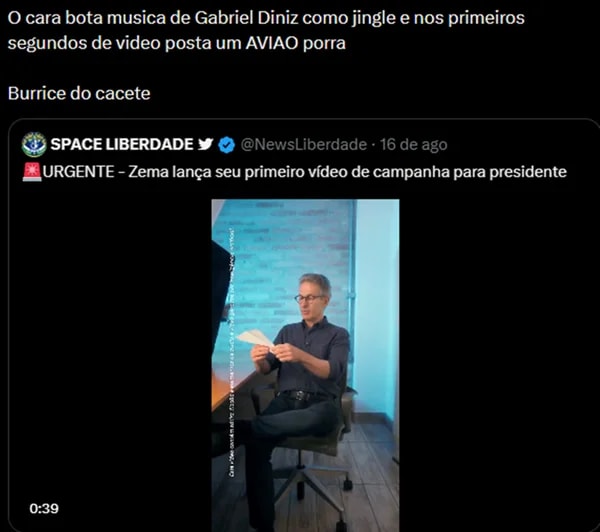 Campanha de Zema é detonada por usar música de Gabriel Diniz e avião