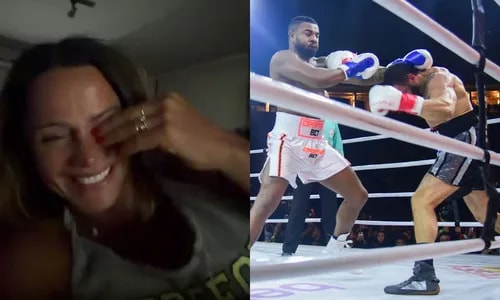 Viviane Araújo tem crise de riso com luta de Davi Brito e Bambam; veja