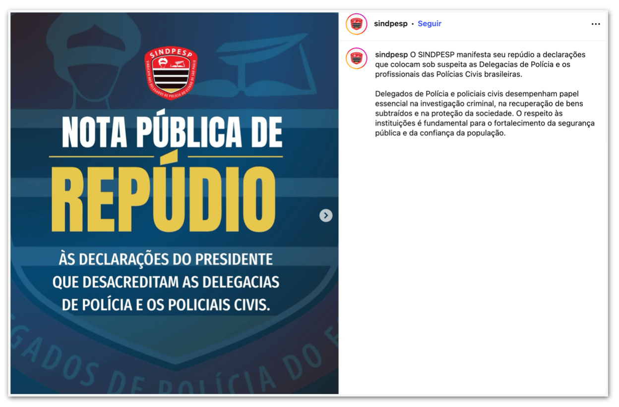 Associações policiais criticam declaração de Lula sobre delegacias