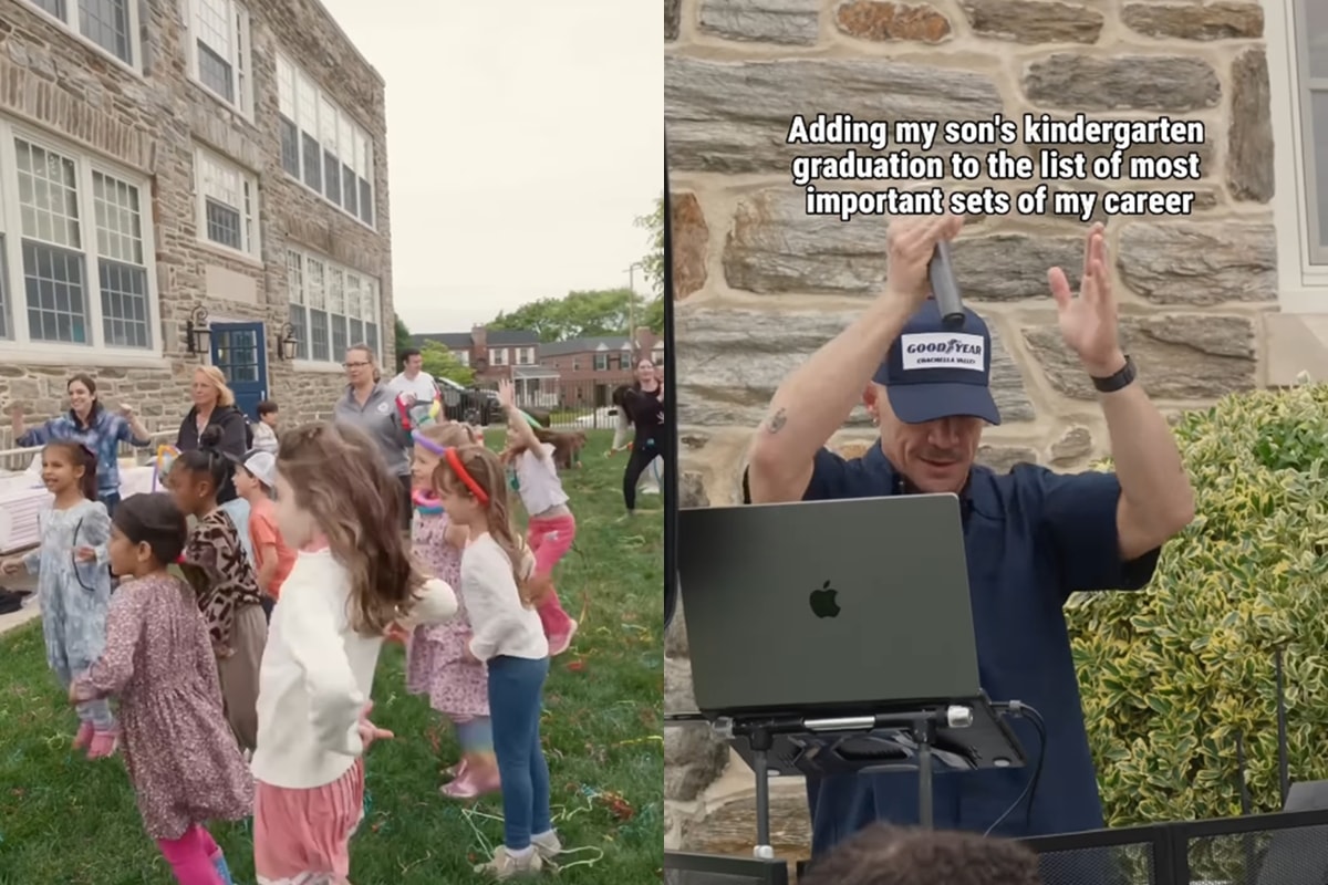 Diplo se apresenta formatura do jardim de infância do filho em escola