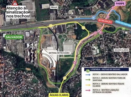 Obras do VLT vão interditar trecho da BR-324 por 11 noites em Salvador