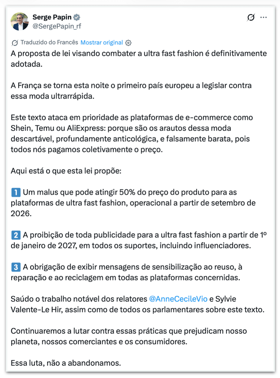 França aprova taxa e proíbe anúncios de Shein, Temu e AliExpress