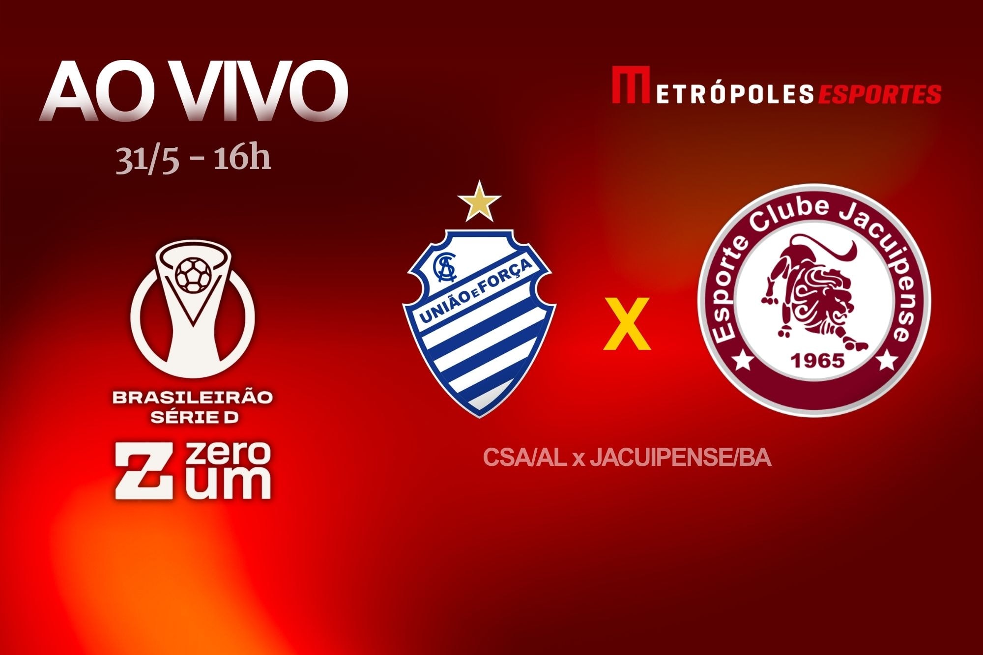 Série D ZeroUm: Metrópoles transmite CSA-AL x Jacuipense-BA ao vivo
