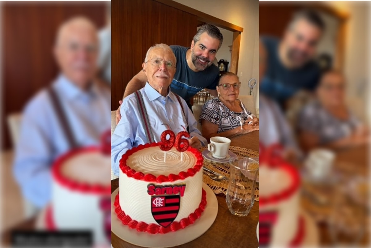 Ex-presidente, José Sarney completa 96 anos com bolo do Flamengo