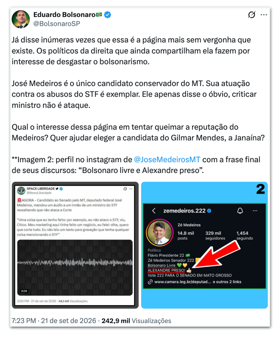 José Medeiros diz que áudio em que ironiza eleitores foi manipulado