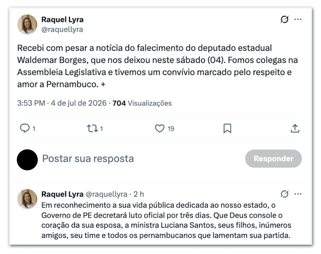 Políticos lamentam a morte de Waldemar Borges