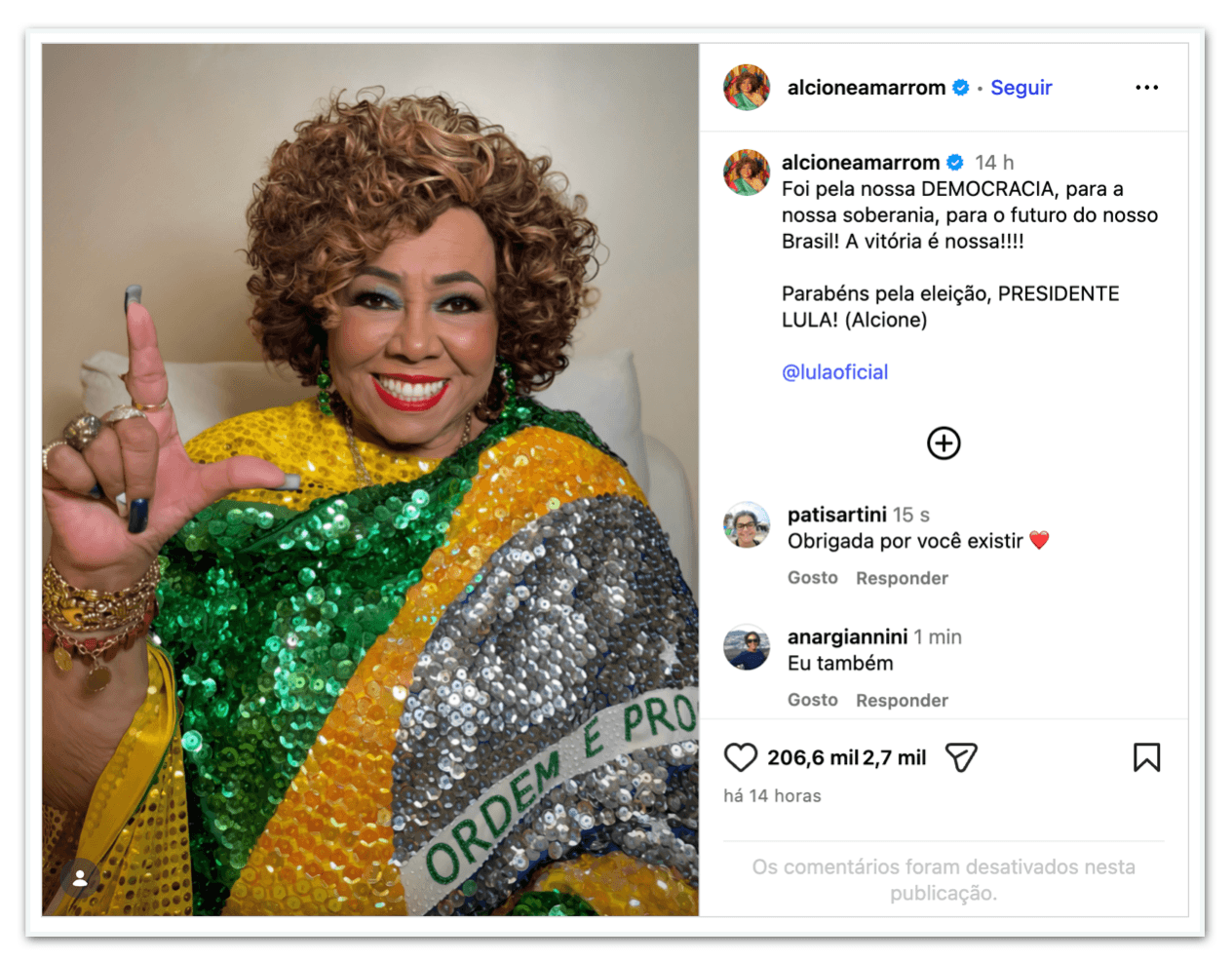Artistas e atletas comemoram vitória de Lula no 2º turno