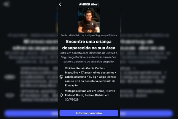 Adolescente de 17 anos desaparece no Gama e alerta é emitido no DF