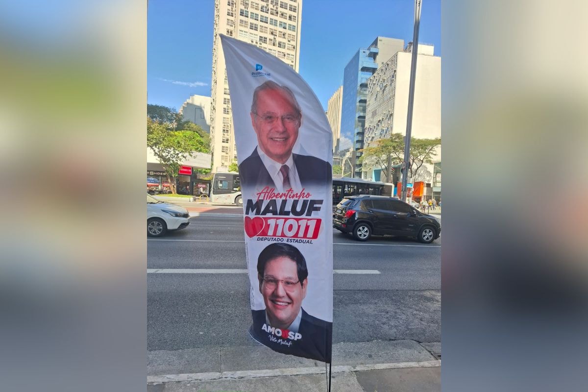 Maluf é resgatado em materiais de propaganda do PP na Avenida Paulista