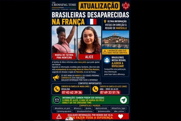 Goiana desaparecida na França: família está há uma semana sem notícias
