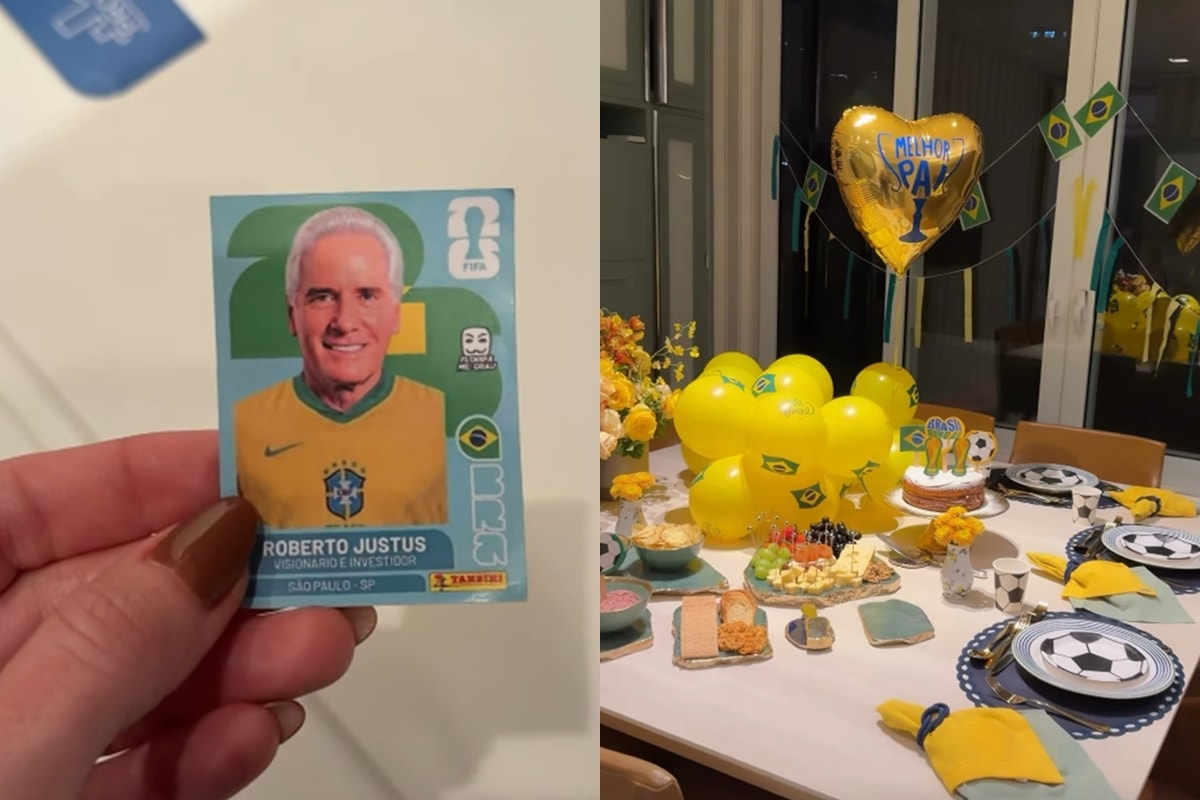 Roberto Justus ganha figurinha da Copa com seu rosto em festa temática