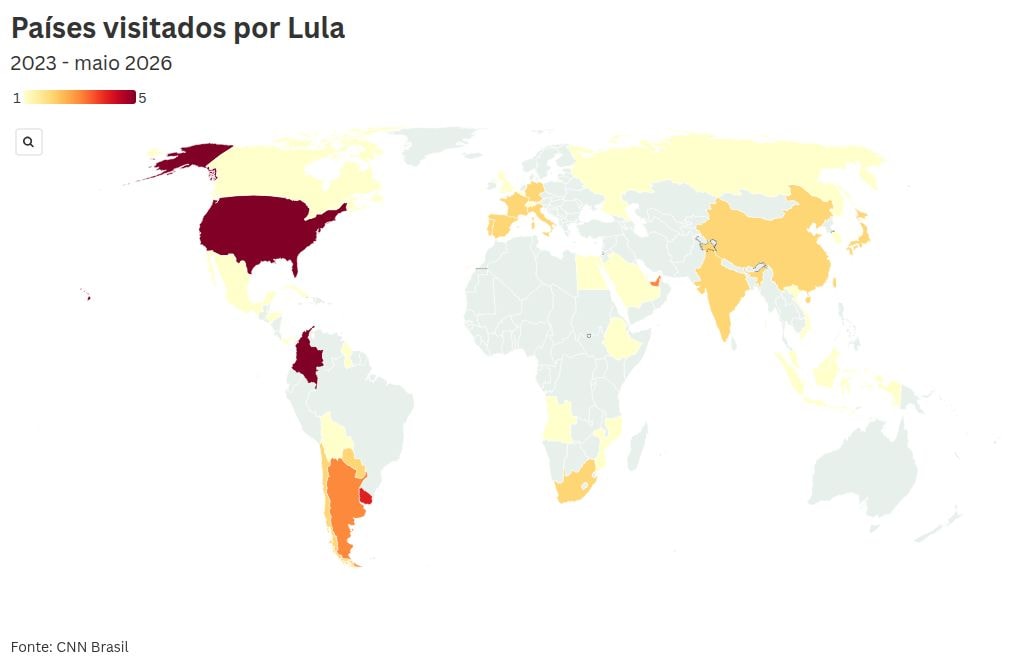 Lula reduz ritmo de viagens no 3º mandato e fica 127 dias fora do Brasil
