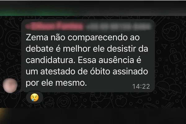 Ausência de Zema em debate gera críticas em grupo de apoiadores