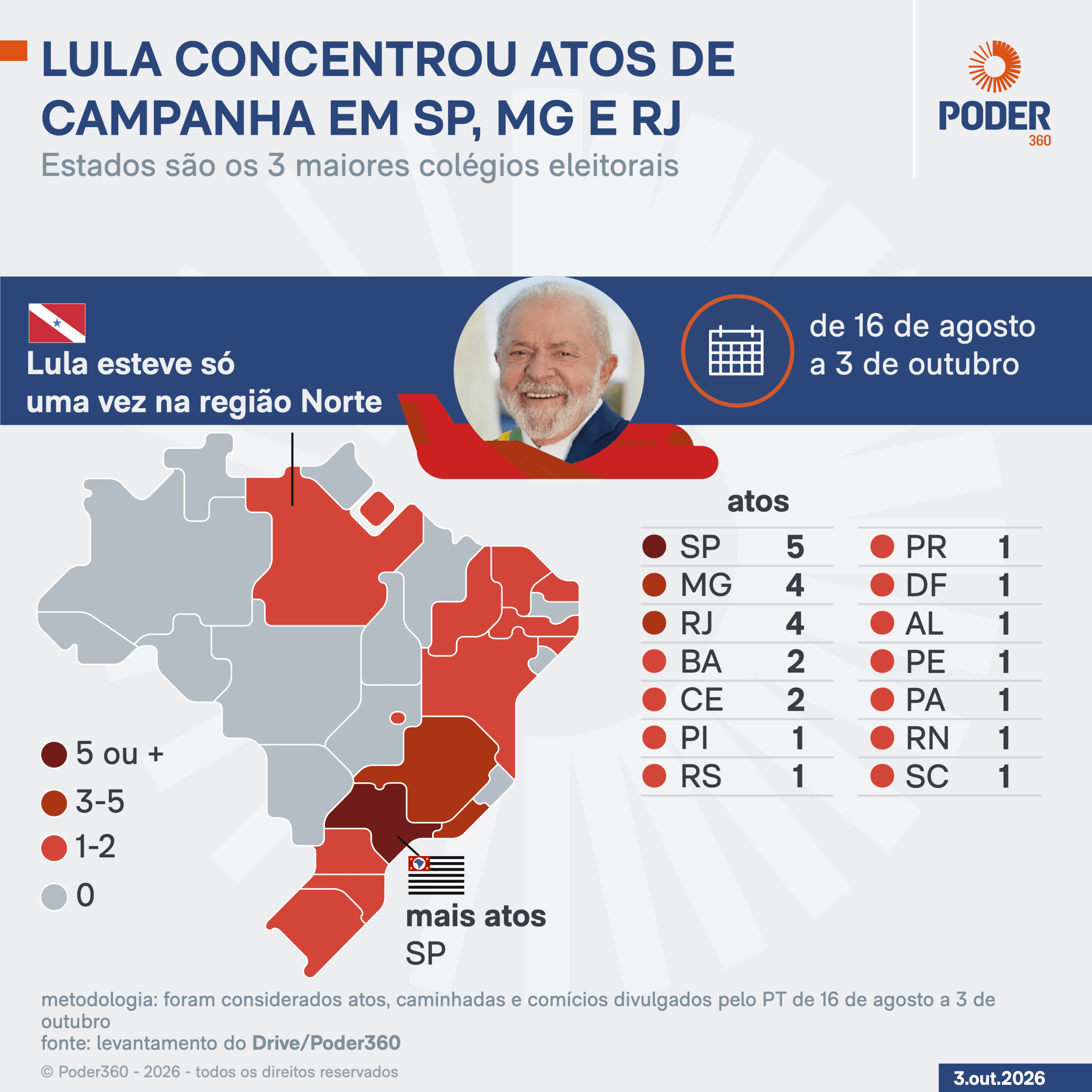 Em 49 dias, Lula fez 26 atos de campanha