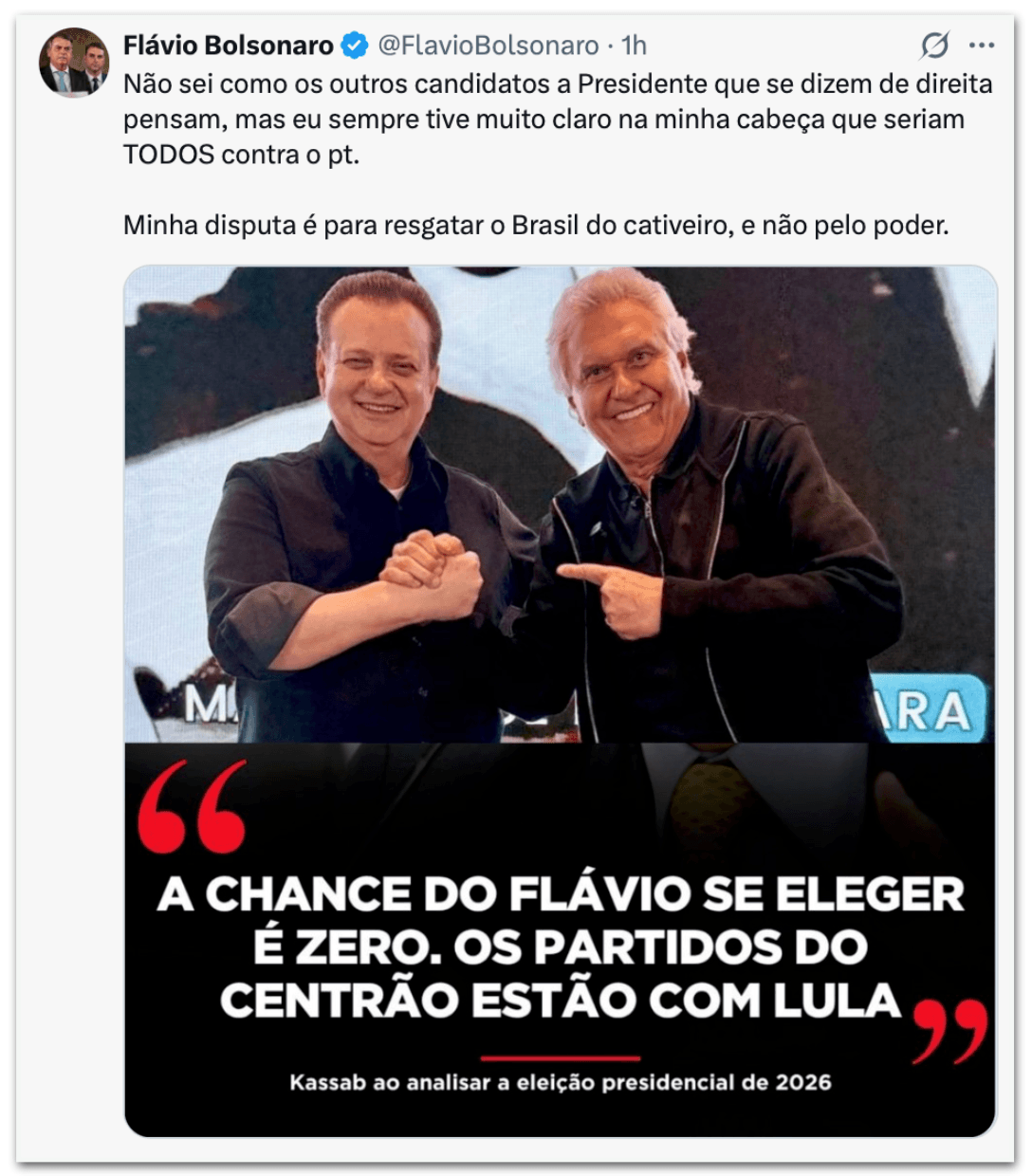 Flávio diz que Kassab “entregou o jogo” e associa PSD a Lula