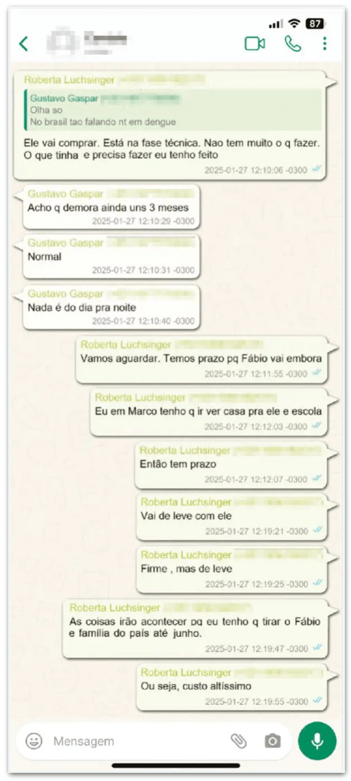 Roberta Luchsinger planejava tirar Lulinha e família do Brasil em 2025