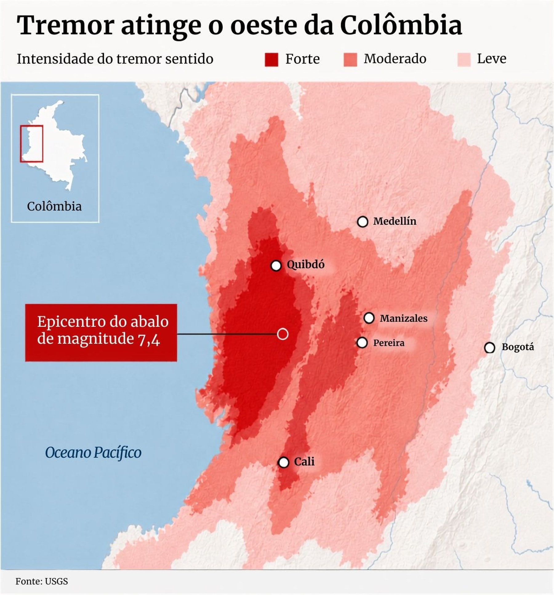 Governo da Colômbia tem dificuldades no apoio a vítimas de terremoto
