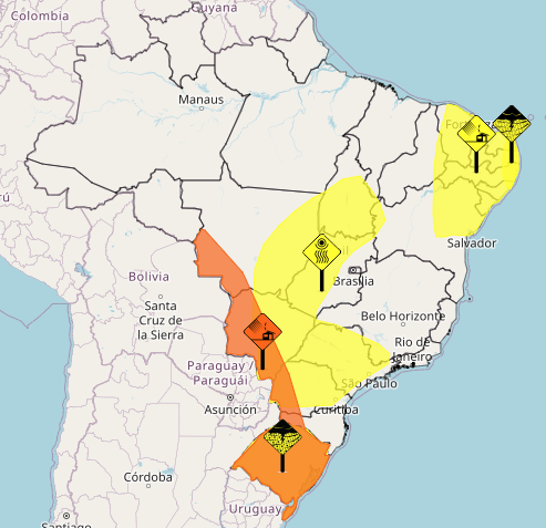 Vendaval: Inmet emite alerta para ventos de até 100 km/h em cinco estados