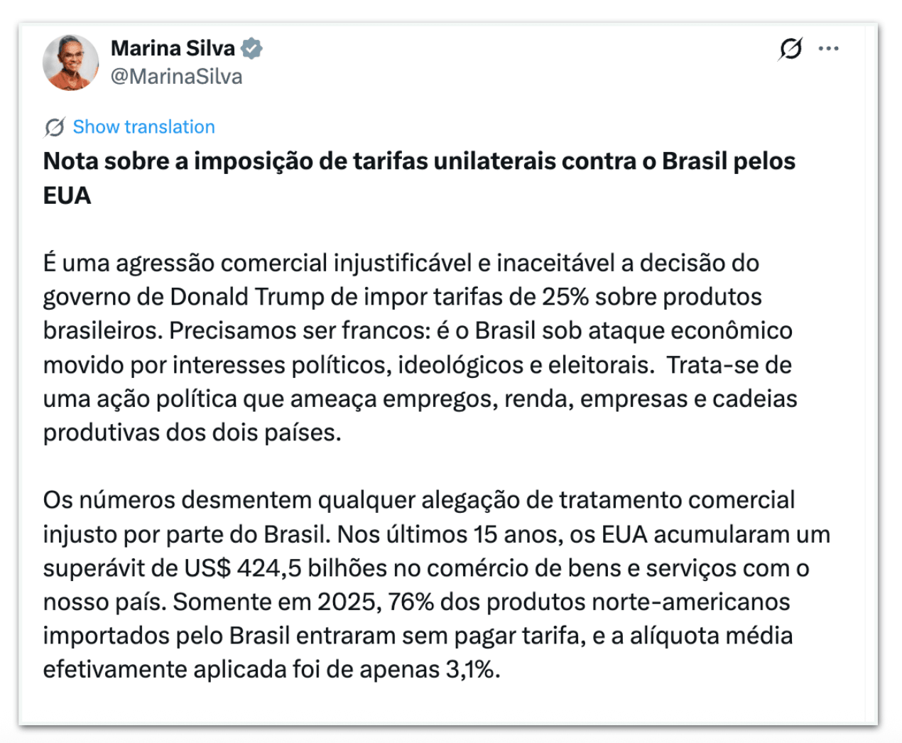 Governo e oposição trocam críticas após novas tarifas dos EUA