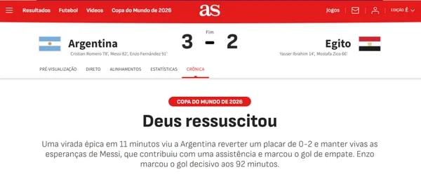 “Deus ressuscitou”: imprensa internacional exalta virada da Argentina