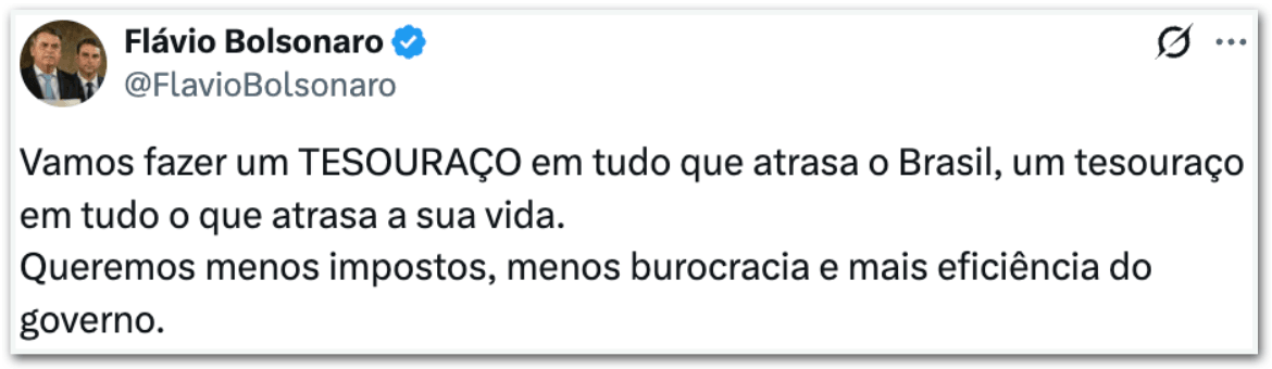 Flávio diz que vai fazer “tesouraço em tudo que atrasa o Brasil”