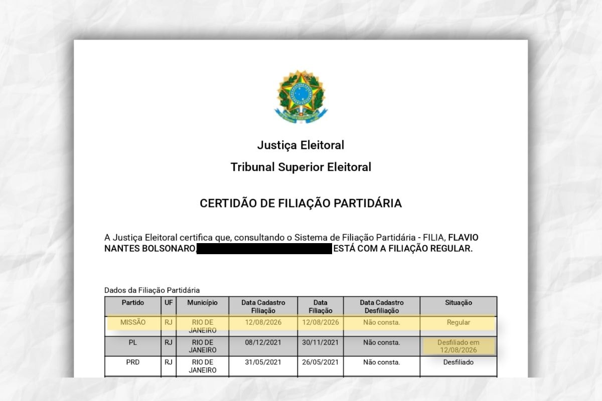 Flávio pede correção de filiação ao TSE e campanha deve acionar PF