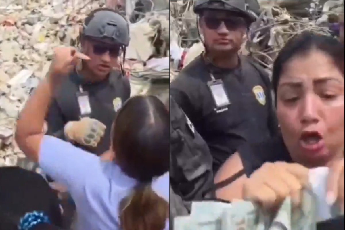 Policiais são flagrados roubando dinheiro de escombros na Venezuela