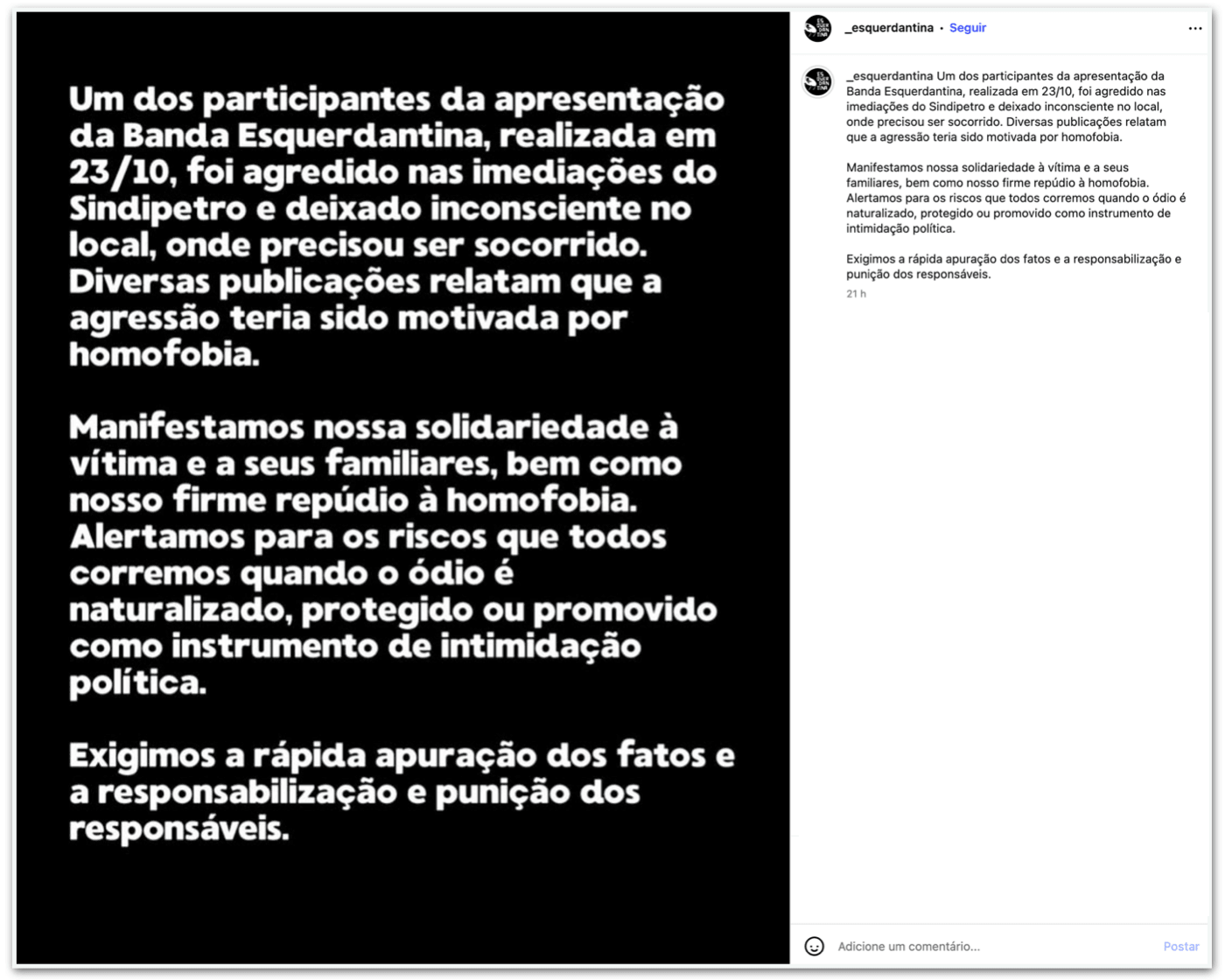 Estudante é agredido em SP depois de apresentação em ato de Lula
