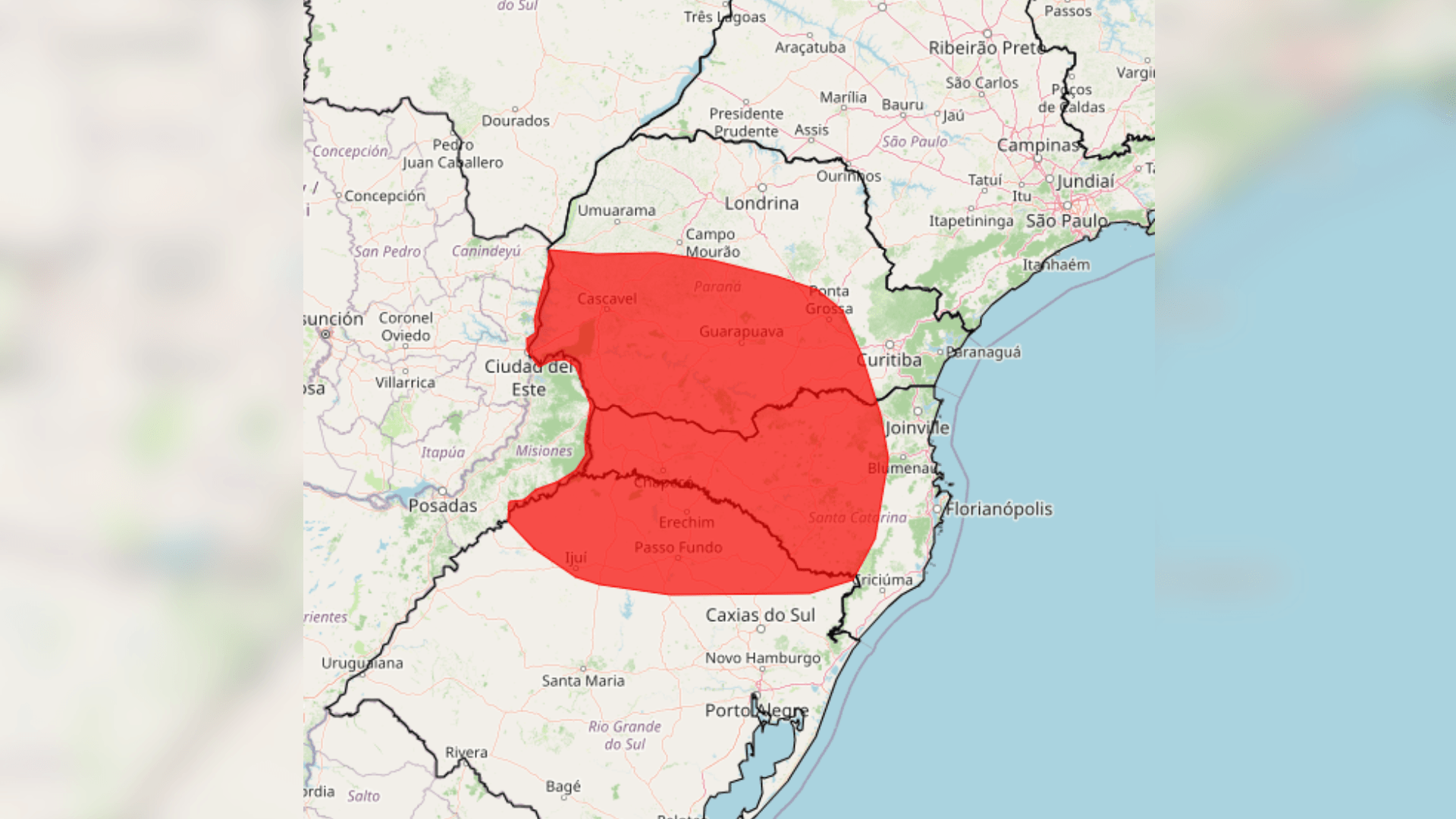 Sul do Brasil entra em alerta de perigo para tempestade neste sábado (24)