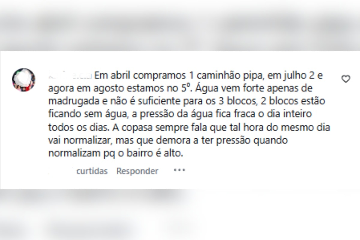 BH: há 2 semanas sem água, condomínios do Buritis apelam a caminhões-pipa