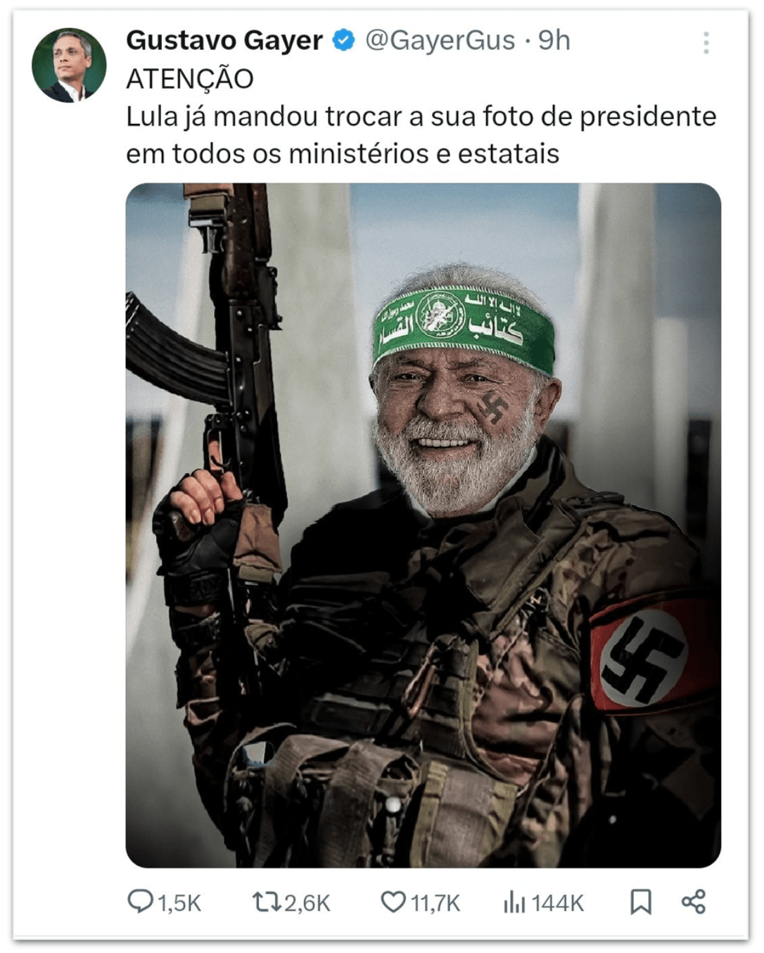 1ª Turma do STF torna Gayer réu por injúria contra Lula