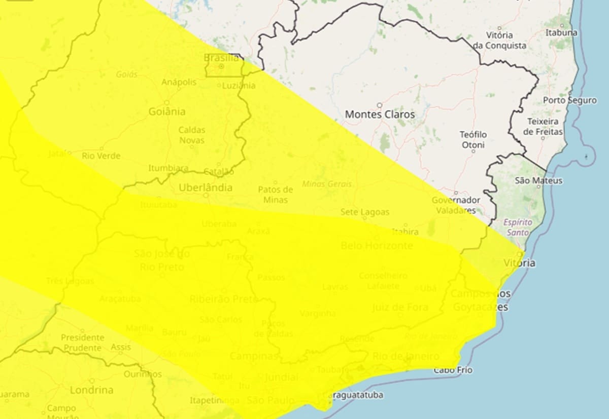 Fim de semana terá chuva e risco de tempestades em Minas Gerais