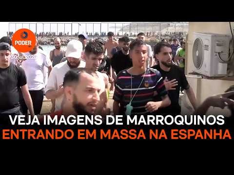 Veja imagens de marroquinos entrando em massa na Espanha