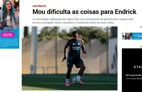 Jornal espanhol define Endrick como "vítima" após nova contratação