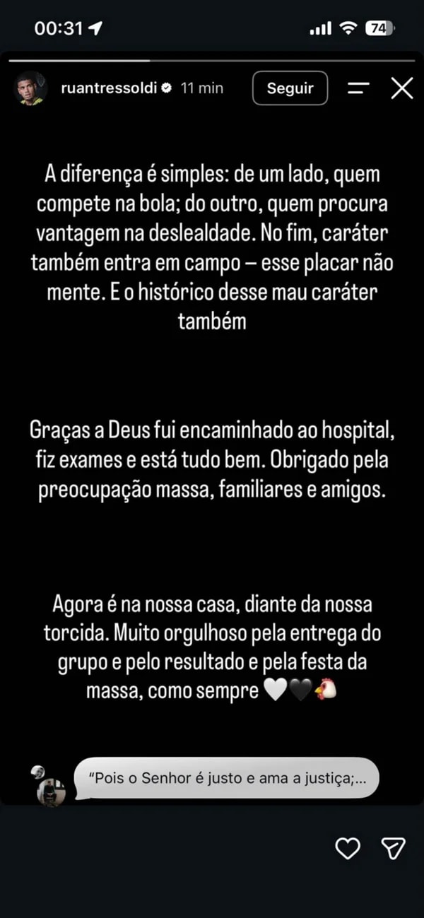 Atlético-MG pede ao STJD punição a Kaio Jorge por lance com Ruan Tressoldi