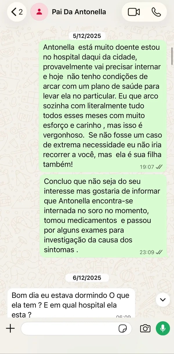 Mãe da filha caçula de Jajá expõe falta de apoio durante internação