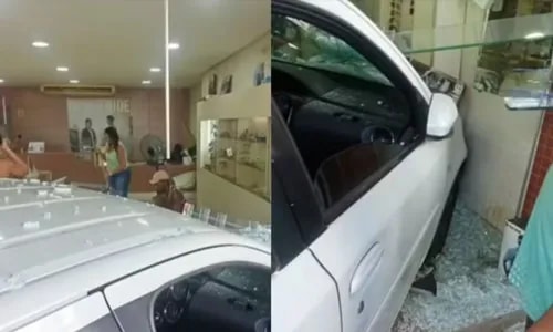 Carro invade ótica e deixa mulher ferida na Bahia