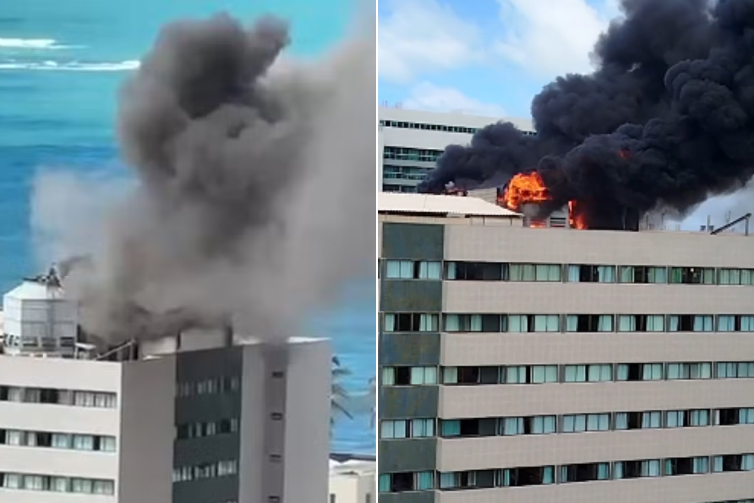 Incêndio atinge cobertura de hotel de luxo na orla de Maceió