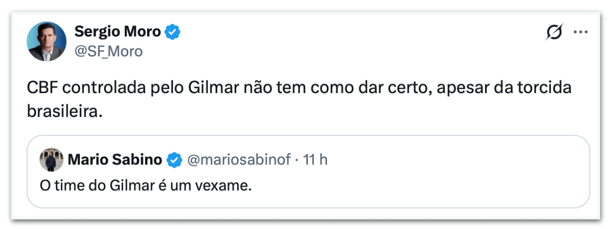 Brasil fora da Copa: Moro critica Gilmar e Nikolas defende Neymar