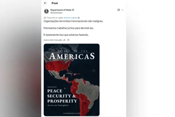 EUA põe Brasil em mapa de "combate ao terrorismo" nas Américas e apaga post