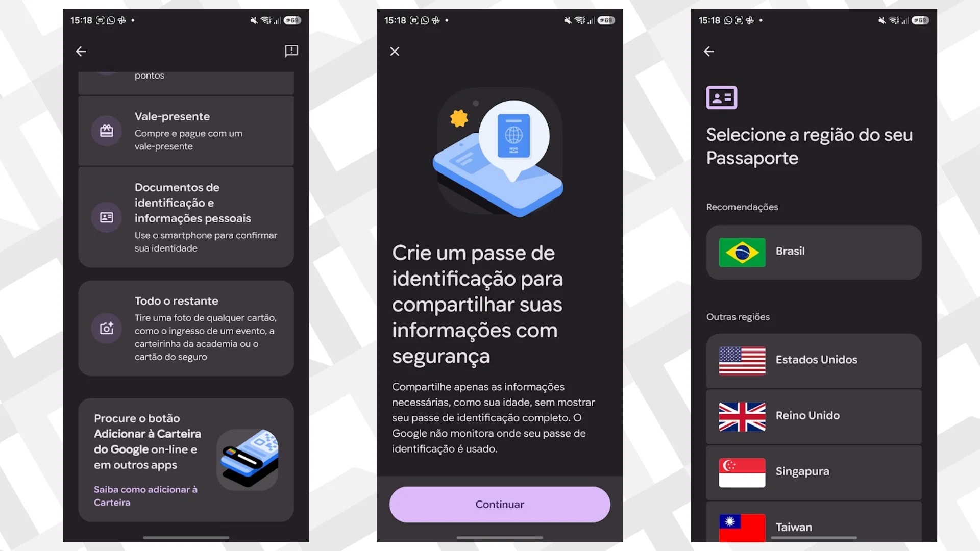 Como adicionar o passaporte à Carteira do Google