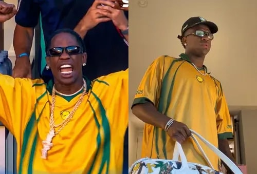 Travis Scott exibe foto rara com Vini Jr. após assistir jogo do Brasil