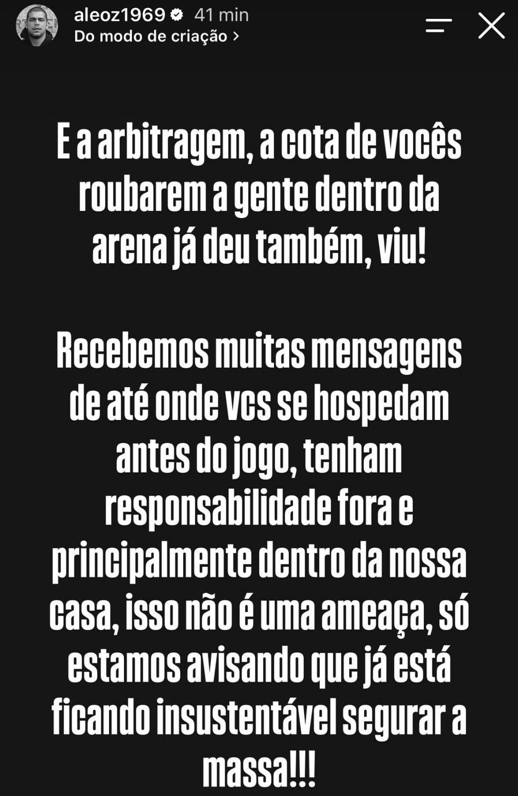 Presidente da Gaviões “alerta” árbitros que torcida tem endereço deles