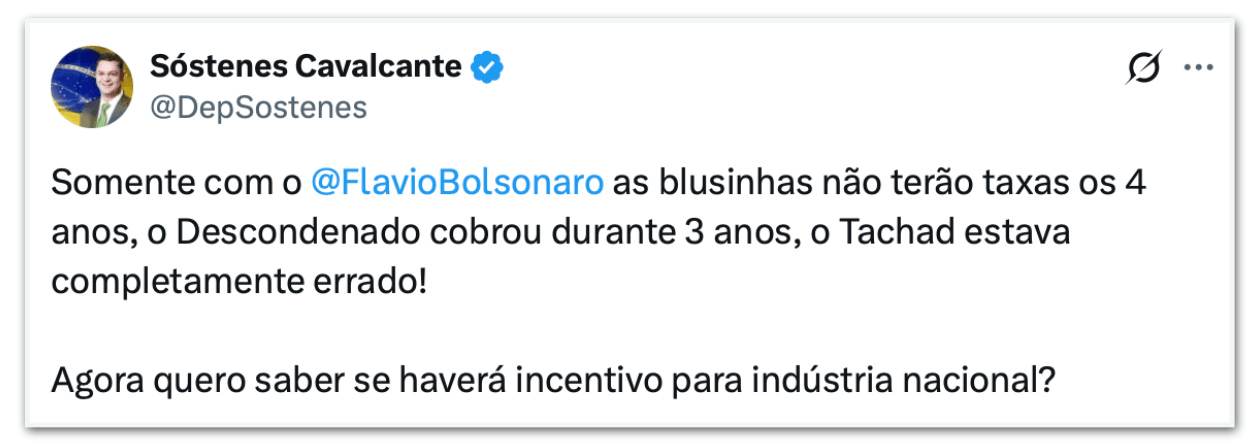 Oposição chama de eleitoreiro o fim da taxa das blusinhas