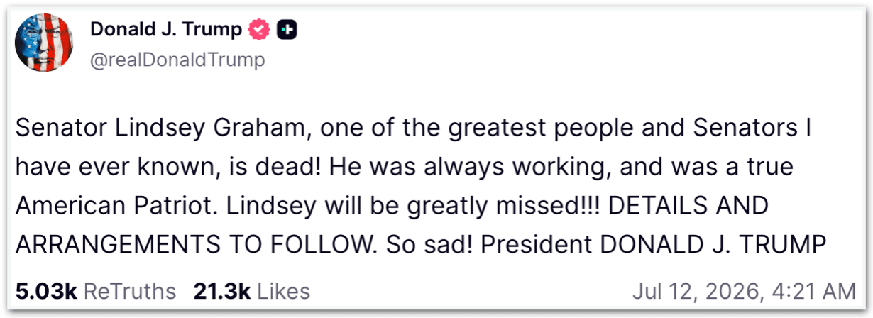 Morre Lindsey Graham, senador republicano aliado de Trump