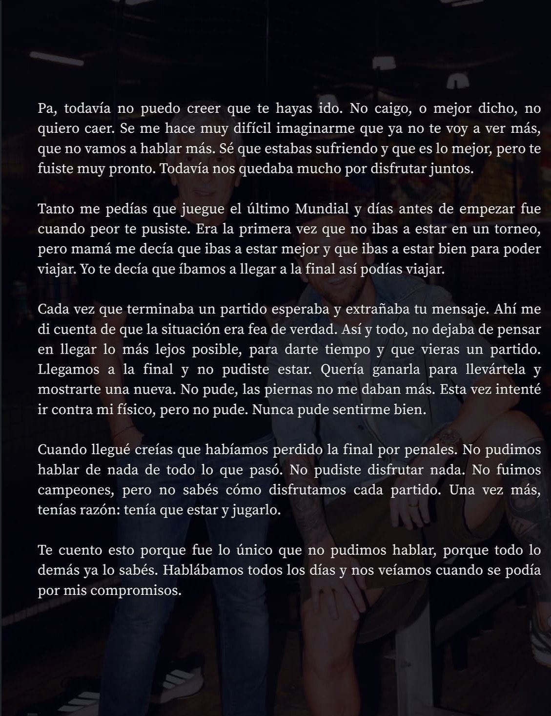 “Um abraço enorme para você”: CR7 se solidariza em post de Messi para o pai