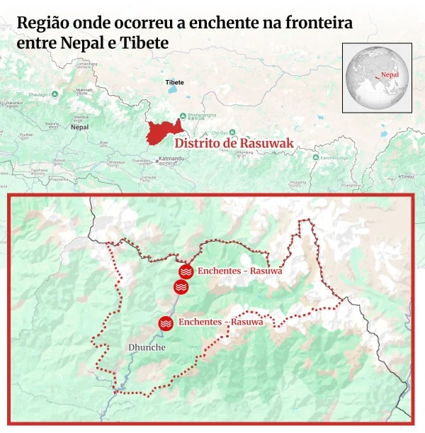 Após mar de lama, Nepal e Tibete contam mortos e procuram por desaparecidos