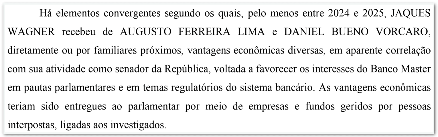Saiba o que a PF revela da ligação de Wagner com sócios do Master