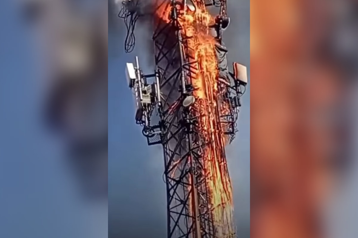 Fogo atinge torre de telecomunicação em Uberlândia